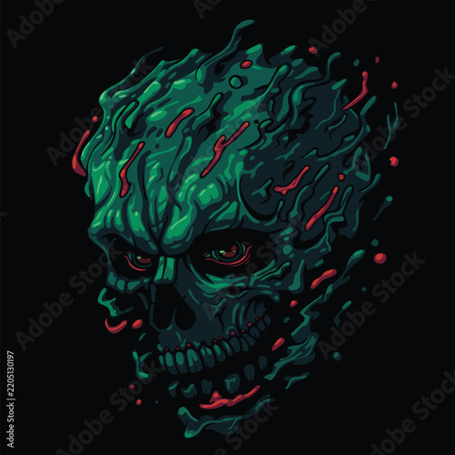 skull style with green design