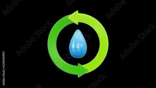 Water Recycling Symbol With Blue Water Drop