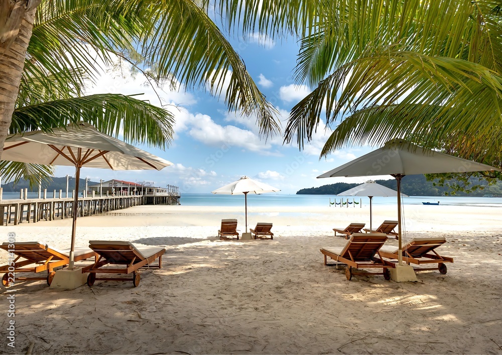 Obraz premium lounge chairs on the beach