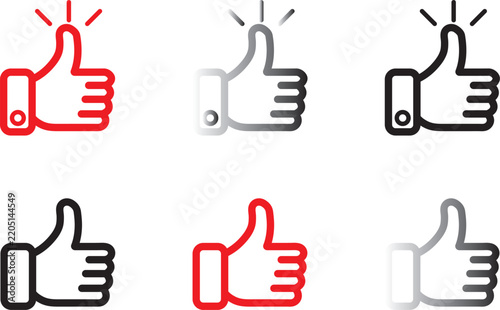 Thumbs Up and Click Icon Set for Social Media and Feedback Concept