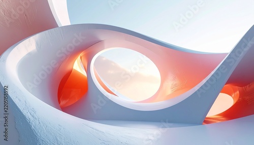 Futuristic Architecture with Smooth Curves and Warm Lighting.