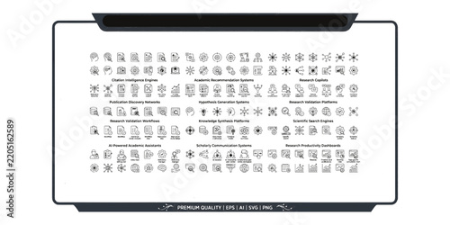 Research and Academic Intelligence Icon Set Vector Design