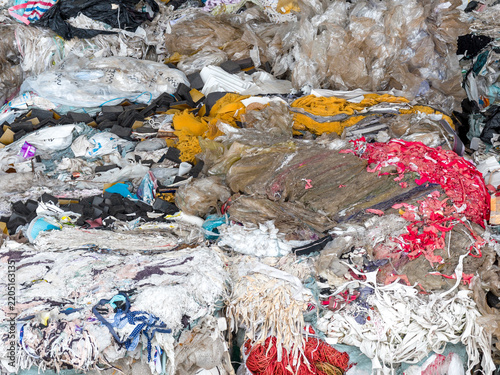 Картината върху платно piled up colorful waste plastic and textile materials