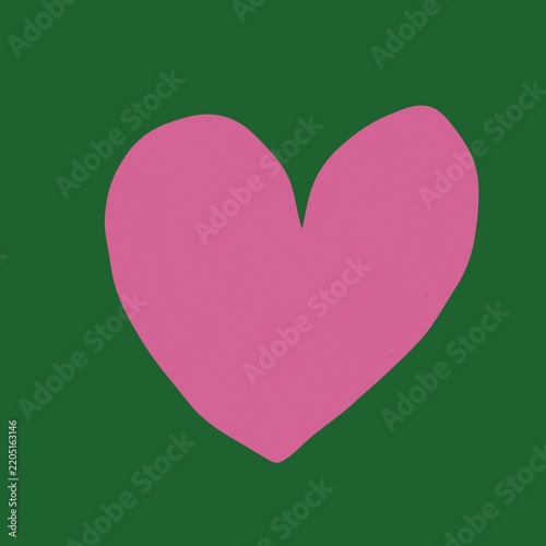 Pink heart on a dark green background.