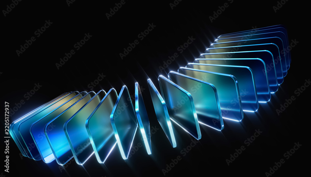 Obraz premium 3d rendering of stacked panel for data platform architecture business solution banner, cyber security concept, tech conference backdrop and Ai technology abstract backgrund