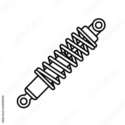 Black and white outline icon of a vehicle shock absorber suspension part
