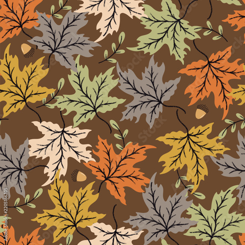 Autumn Maple Leaves Vector Seamless Pattern