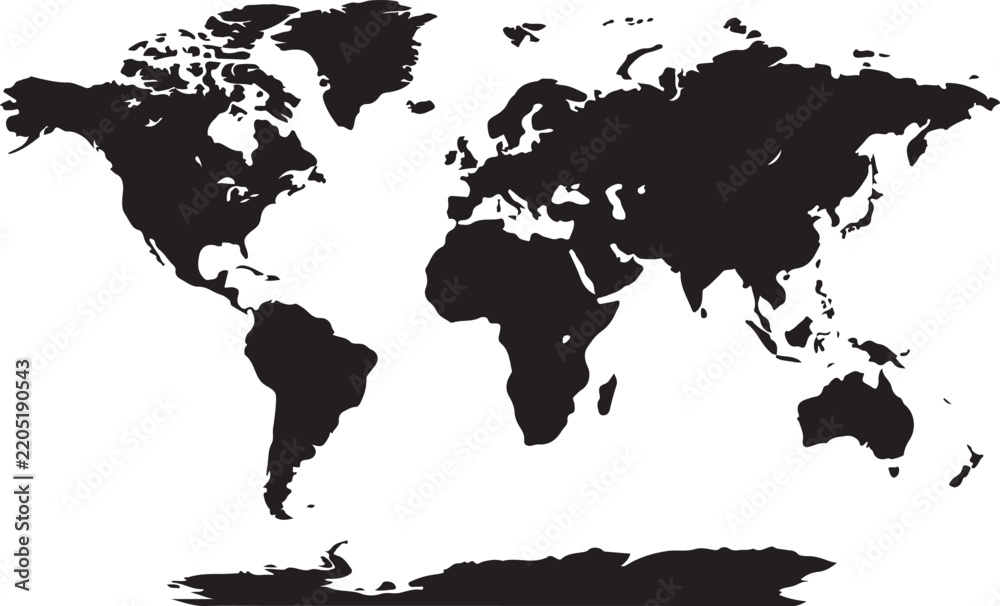 Obraz premium World map silhouette design as a black flat vector illustration