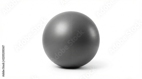 Exercise ball 3D render, dark grey gym fitness equipment standing isolated on white background