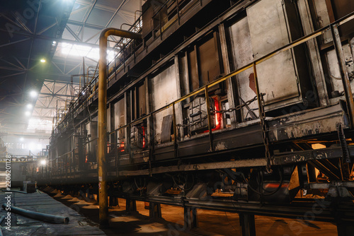 Quadro su tela Annealing furnace for ductile iron pipe production, industrial heat treatment line used to develop strength and ductility after centrifugal casting