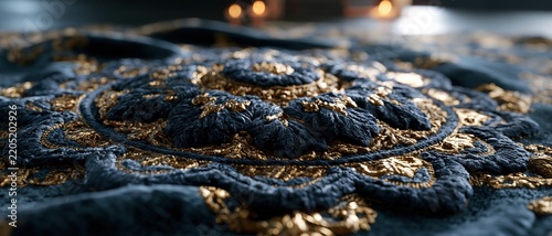Luxury Dark Blue Embroidery Fabric