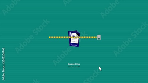 Retro Computer Desktop Interface with File Selection Animation