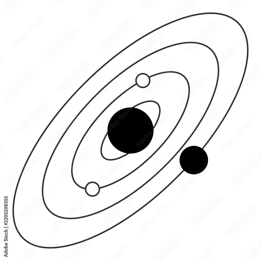 Fototapeta premium Solar system orbit galaxy planets astronomy line art icon