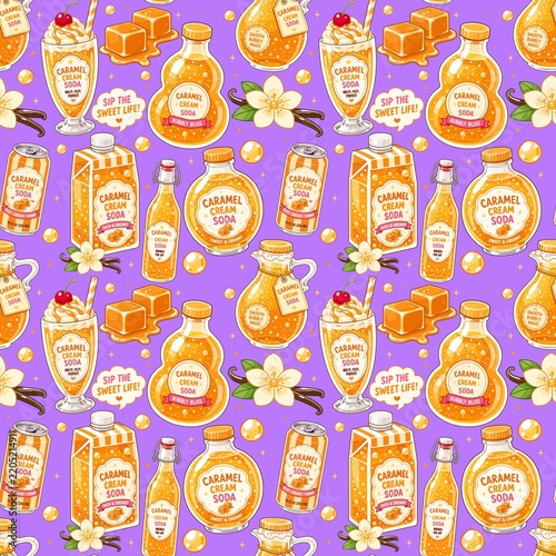 Cute Caramel Cream Soda Seamless 