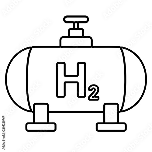 horizontal hydrogen storage tank outline icon