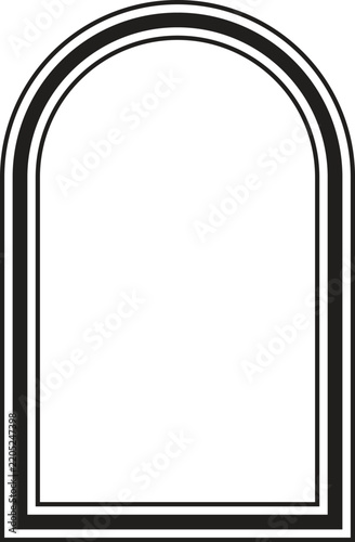 Arched Window or Tombstone Shape Double Outline Icon Vector Illustration