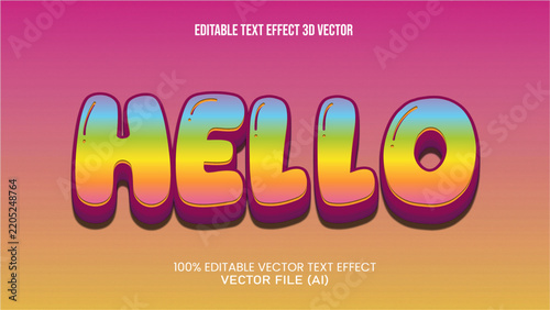 '' HELLO '' TEXT EFFECT 3D VECTOR FOR ALL YOUR NEEDS 