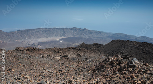 Fotografie Lava flows spread across the caldera of Las Cañadas del Teide, Tenerife, Spain,