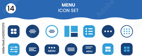 Modern flat menu icon set for digital interface and app design with copy space