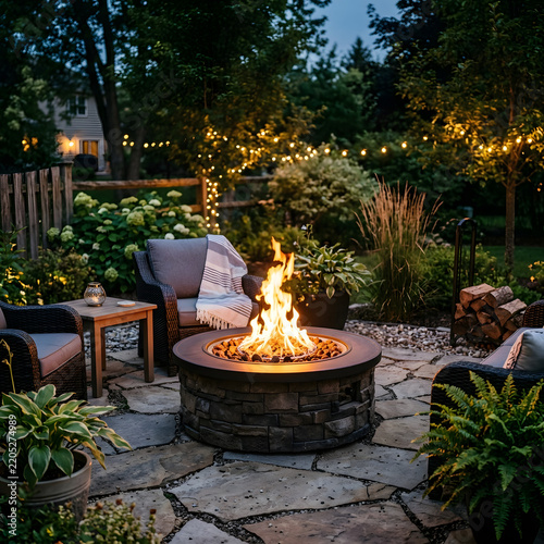 backyard with firepit
