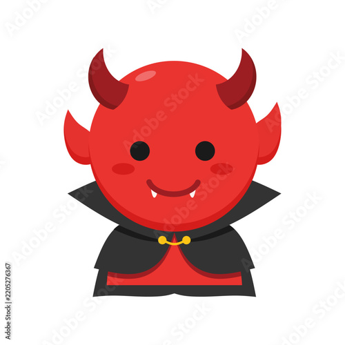 Cute little red devil cartoon mascot flat design vector illustration. Playful illustration of a cute cartoon red devil character with horns. cute red devil cartoon character