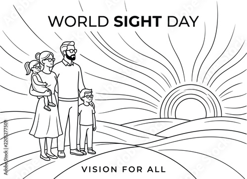 world sight day vision for all family coloring page line art