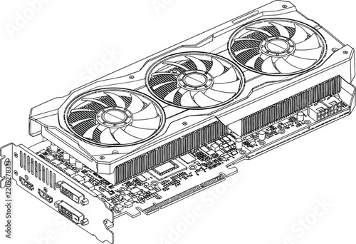 computer graphics card with triple fans