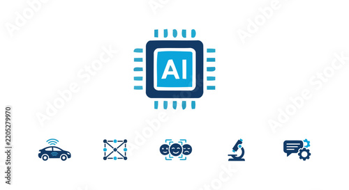 AI and automation icons set for technology and business presentations