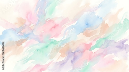 Abstract Soft Pastel Watercolor Background with Hand Painted Fluid Brushstrokes and Ethereal Texture