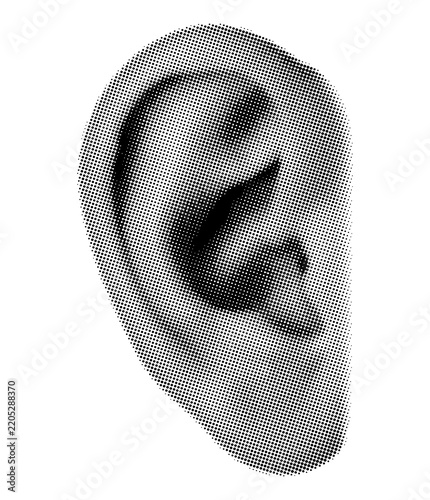 Human ear side view organ on transparent background