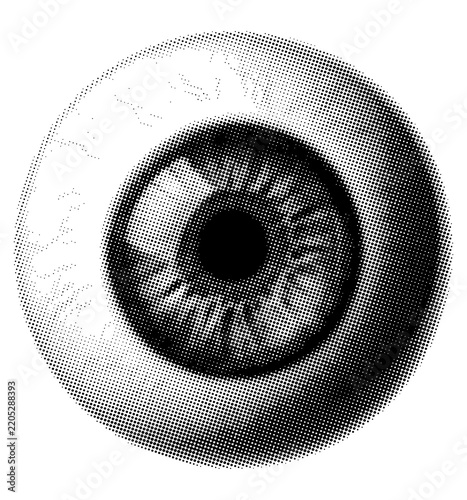 Human eyeball vintage illustration on transparent background