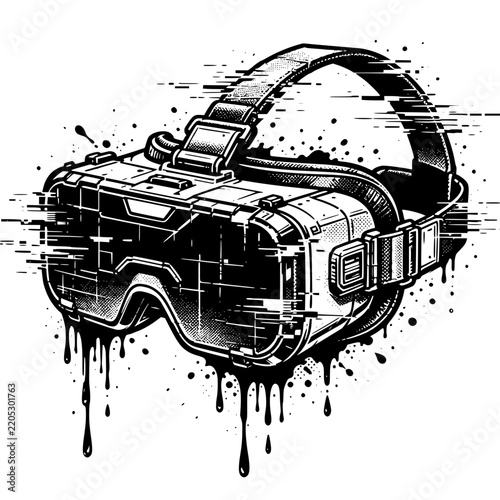 Glitch Virtual Reality Headset Illustration