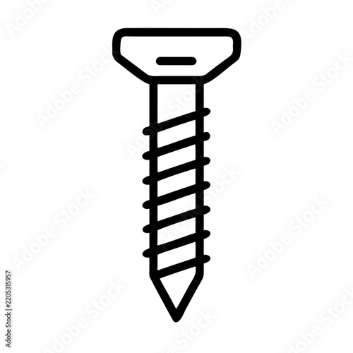 Metal screw fastener icon with bold black simple line contour.