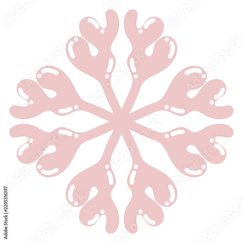 Cute Pink Snowflake or Flower Shape Illustration