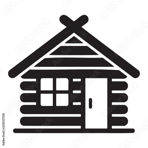 Rustic log cabin silhouette icon design with building icon home icon building