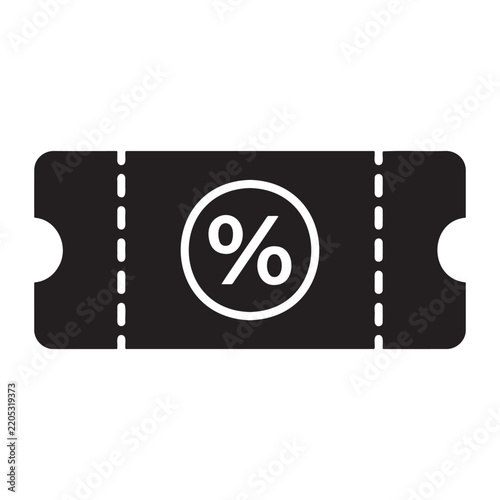Discount voucher icon with perforation and percentage symbol