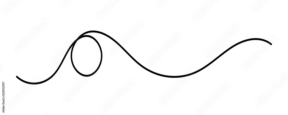 Fototapeta premium Abstract black wave line with a loop shape created in a simple minimalist continuous drawing style