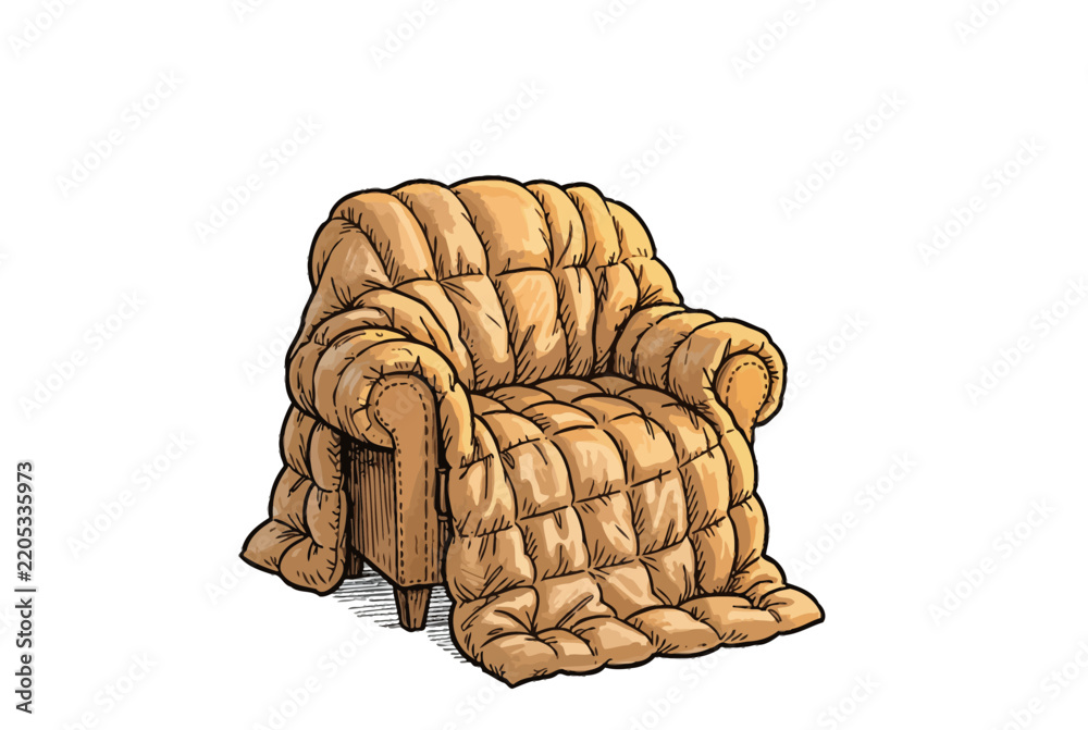 Obraz premium Quilted Armchair With Cozy Drape Cover.