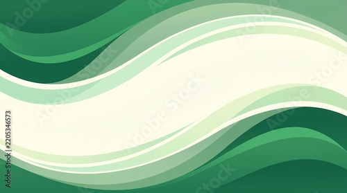 Elegant flowing green and white abstract background with smooth curves