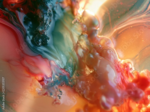 Abstract fluid art background with swirling colorful liquids