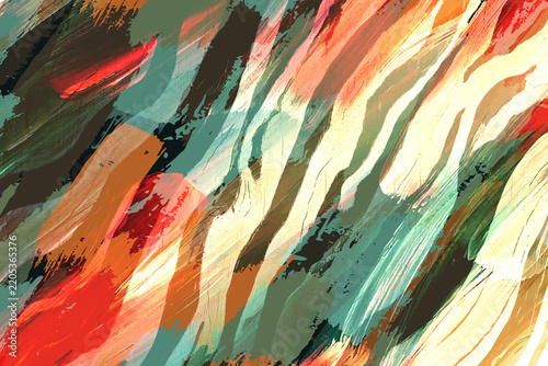 Abstract Beige Botanical Brushstroke Pattern with Layered Tropical Leaves and Artistic Textures for Modern Textile and Fashion Design,Textile print design
