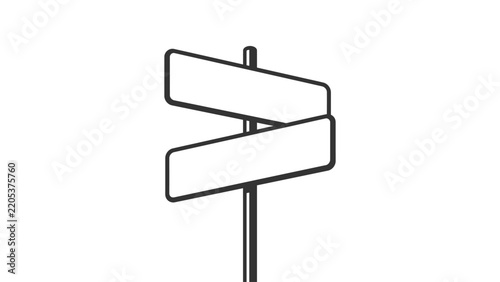 Blank directional street sign post with two empty rectangular boards