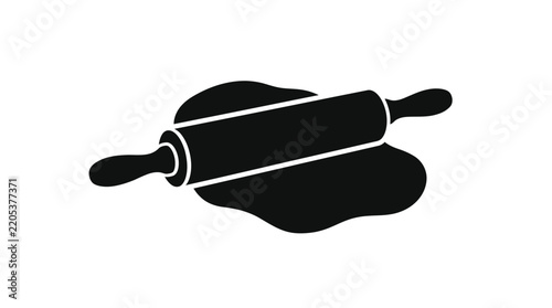 Rolling pin with dough shape in black silhouette