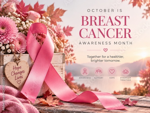 October Promotes Breast Cancer Awareness Month With Flowers and a Pink Ribbon