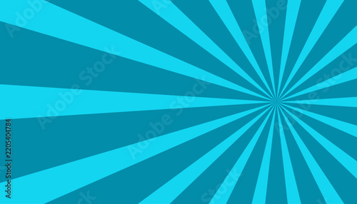 Blue Sunburst Radial Illustration Background. Abstract Comic Style Vector Banner Template Design