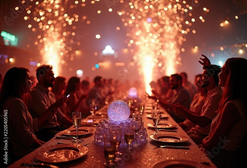 Midnight Countdown Breathtaking Festive Atmosphere Glittering Party Setting Celebration