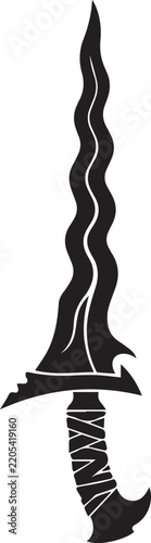 Japanese Keris Dagger Tattoo Design, Tribal Style Indonesian Antique Dagger Vector Clipart