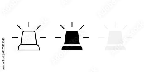 Set of three emergency siren light icons with different styles for web and design projects
