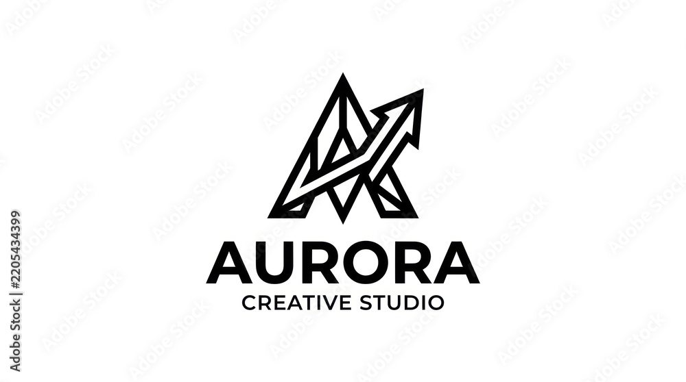 Obraz premium Abstract geometric letter a logo with arrow symbol