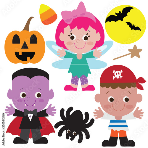 Halloween kids vector cartoon illustration